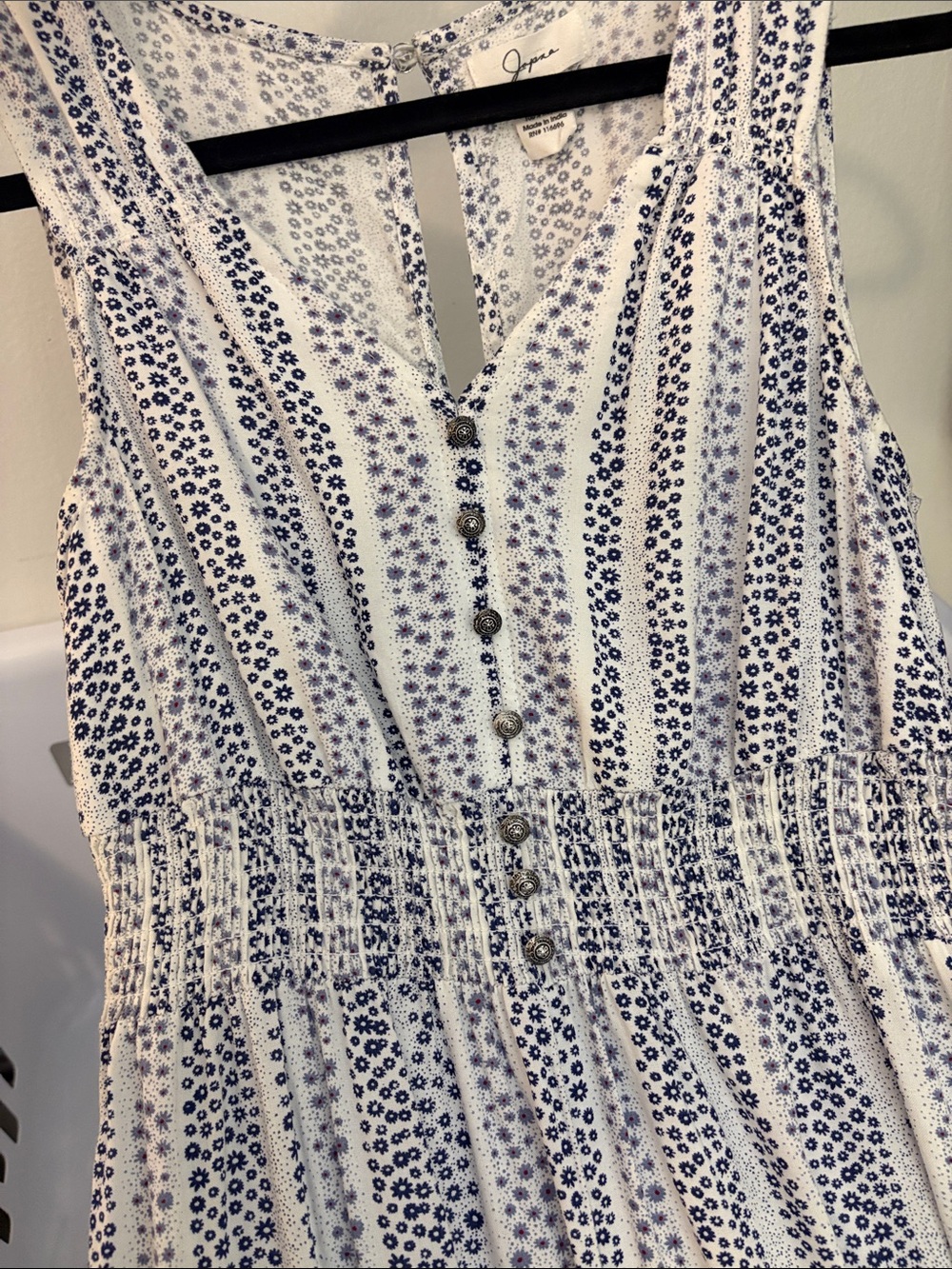 Japna White and Navy Striped Cropped Jumpsuit - Picture 3 of 3